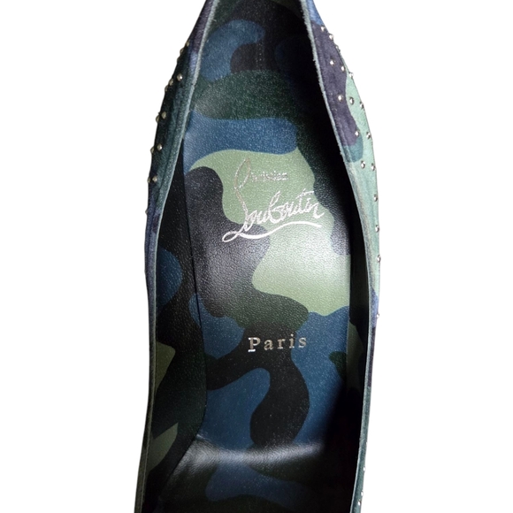 !SOLD! Christian Louboutin Kate Plume 100 Camo Studded Suede Pumps 36 - Picture 12 of 16